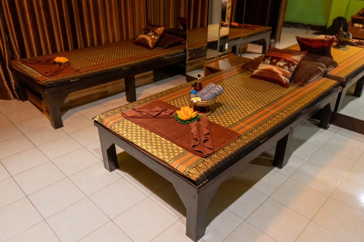 Thai massage tables for couples or solo treatments